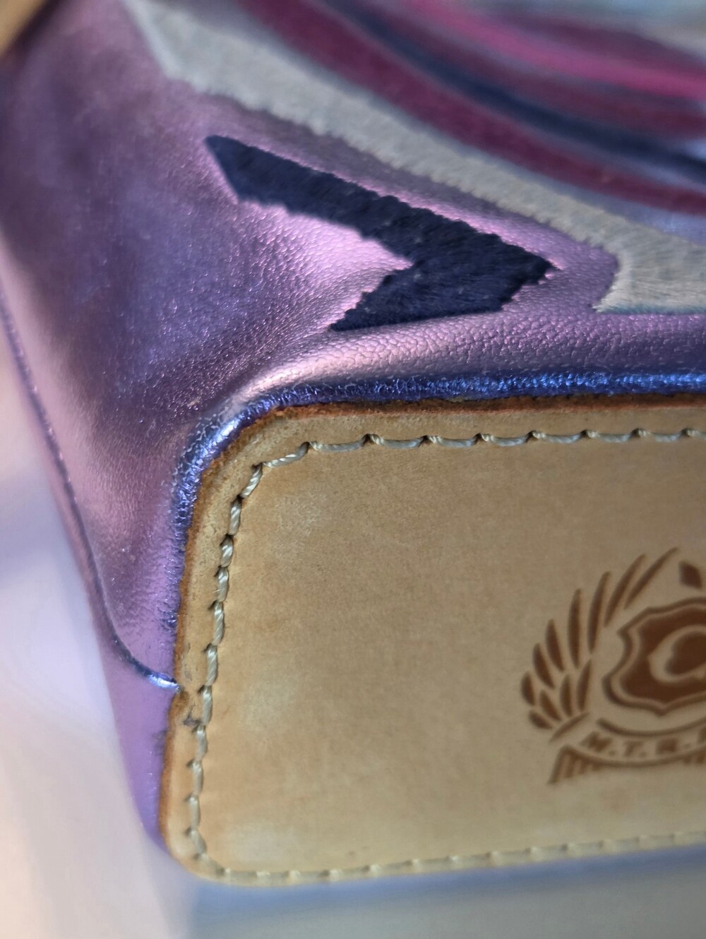 SOLD***Consuela Val Midtown Crossbody Purple Metallic Zebra Embroidered - Picture 10 of 16